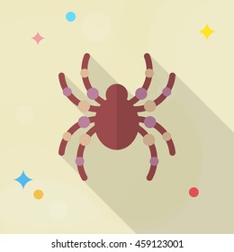 Halloween spider icon, Vector flat long shadow design. Halloween concept.