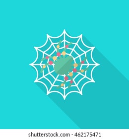 Halloween spider icon, Vector flat long shadow design. 