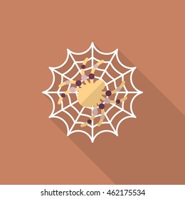 Halloween spider icon, Vector flat long shadow design. 