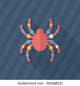 Halloween spider icon, Vector flat long shadow design. Halloween concept.