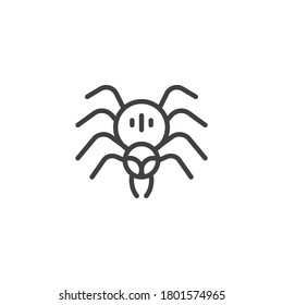 Halloween spider line icon. linear style sign for mobile concept and web design. Spider, arachnid outline vector icon. Symbol, logo illustration. Vector graphics