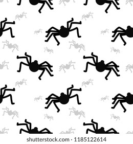 Halloween spider monochrome seamless pattern. vector illustration for fashion textile print and wrapping with festive design.