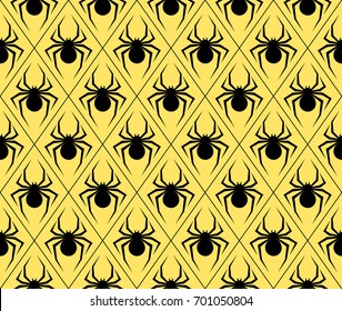 Halloween spider pattern vector yellow and black