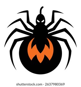 Halloween spider pumpkin design black orange.