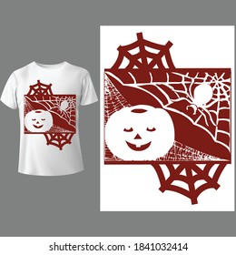 Halloween Spider and pumpkin| Production Ready Artwork for T Shirt