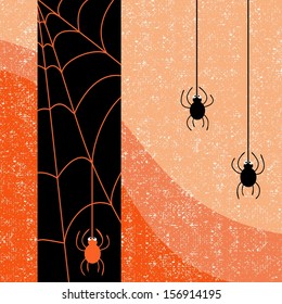 halloween spider shabby card, vector illustration