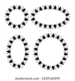 Halloween spider spooky frames set isolated background. Decorative frame. Vector