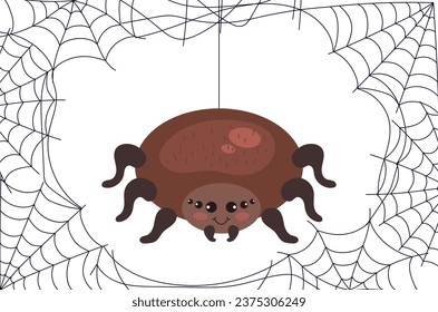 Halloween spider spooky spiderweb cobweb concept. Vector flat graphic design illustration 
