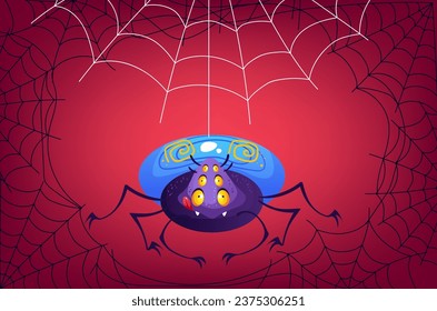 Halloween spider spooky spiderweb cobweb concept. Vector flat graphic design illustration 
