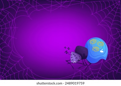 Halloween spider spooky spiderweb cobweb concept. Vector flat graphic design illustration