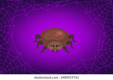 Halloween spider spooky spiderweb cobweb concept. Vector flat graphic design illustration