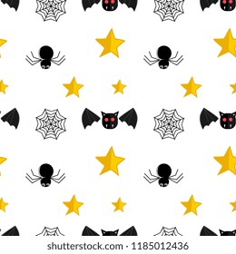 Halloween spider star and web seamless pattern. vector illustration for fashion textile print and wrapping with festive design.