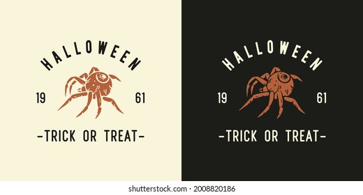 Halloween spider for t-shirt halloween print. Horror insect for spiderweb design. Spooky poisonous web tarantula for dark halloween party