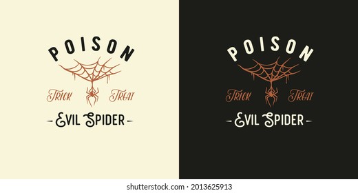 Halloween spider for t-shirt halloween print. Horror poison insect for spiderweb design. Spooky poisonous web tarantula for dark halloween party