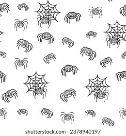 Halloween spider vector seamless pattern.