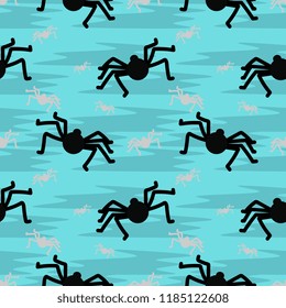 Halloween spider with watercolor background seamless pattern. vector illustration for fashion textile print and wrapping with festive design.