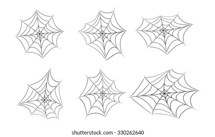 Halloween spider web, cobweb symbol, icon set. vector illustration isolated on white background.