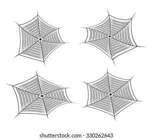 Halloween spider web, cobweb symbol, icon set. vector illustration isolated on white background.