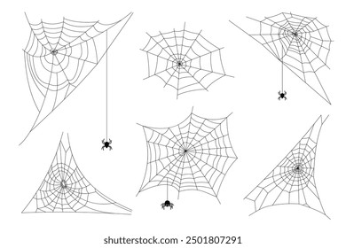 Halloween spider web collection isolated on white background authors work
