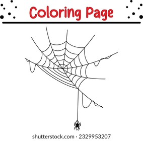 Halloween Spinnennetzfärberseite für Kinder. Schwarz-Weiß-Cartografik