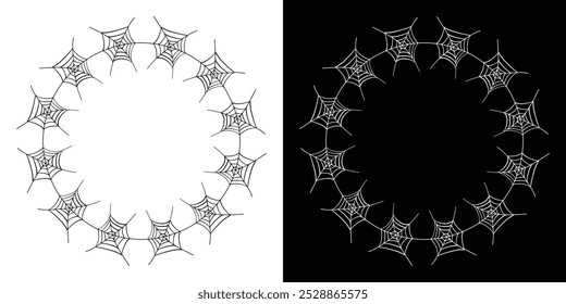 Halloween spider web decorative frame element design. Vector