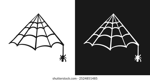 Halloween spider web doodle black lines hand drawing vector illustration