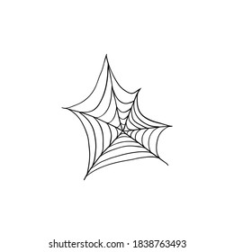 Halloween spider web doodle element. Isolated vector illustration for october holiday design