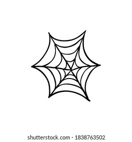 Halloween spider web doodle element. Isolated vector illustration for october holiday design