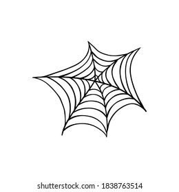 Halloween spider web doodle element. Isolated vector illustration for october holiday design