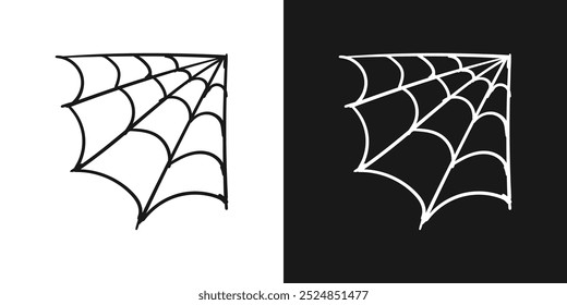 Ilustración vectorial de dibujo a mano de líneas de doodle de Web de araña de Halloween