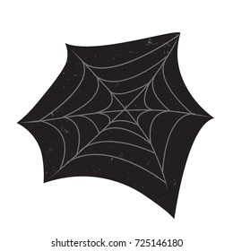 Halloween spider web with grunge textures on black background
