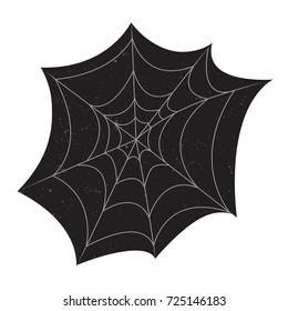 Halloween spider web with grunge textures on black background
