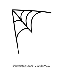 Icono de Web de araña de Halloween. Insignia geométrica de Halloween. Etiqueta engomada espeluznante mínima. Envoltura de regalo, decoración del hogar y textiles. Elemento de medios sociales.