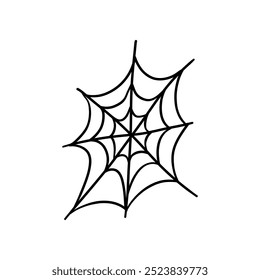 Icono de Web de araña de Halloween. Insignia geométrica de Halloween. Etiqueta engomada espeluznante mínima. Envoltura de regalo, decoración del hogar y textiles. Elemento de medios sociales.