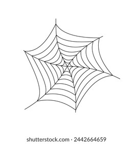 Halloween Spider web icon. Rounded spiderweb. Vector illustration isolated on white background