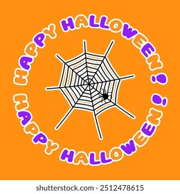 Material de ilustração de aranha e teia de aranha de Halloween