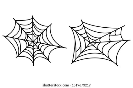 Halloween spider web isolated on white background. Venom cobweb set. Vector illustration