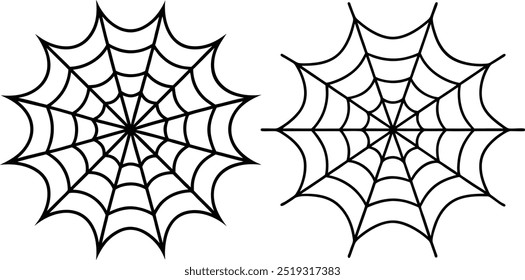 Halloween Spider Web Line Art Silhouette Vector Style Illustration