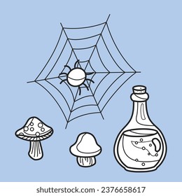 Esbozo de estampado digital de la telaraña de Halloween