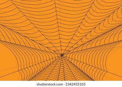 Halloween spider web net texture pattern on orange background