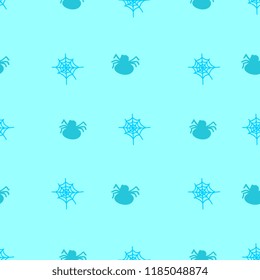 Halloween spider and web spider on the blue seamless pattern. vector illustration for fashion textile print and wrapping with festive design.