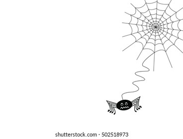 Halloween, spider web and spider on a white background. vector illustration. 
