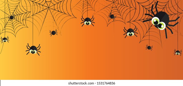 fondo naranja de la telaraña de Halloween,pancarta,arte de diseño vectorial de afiches