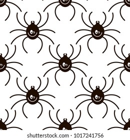 Halloween spider web seamless pattern. Vector background. Black and white.