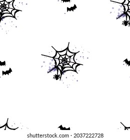 Halloween spider web seamless vector pattern