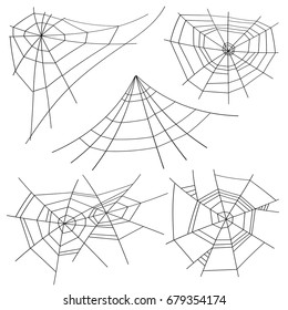 Halloween Spider Web Set Vector. Isolated. For Halloween Design