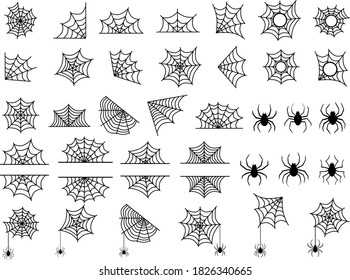 Halloween spider web and spiders