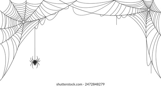 Halloween spider web and spiders isolated on white background