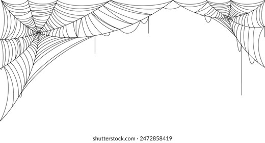 Halloween spider web and spiders isolated on white background