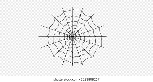 Teia de aranha de Halloween e aranhas isoladas sobre fundo branco. Aranha negra e teia rasgada. Teia de aranha assustadora do símbolo do halloween